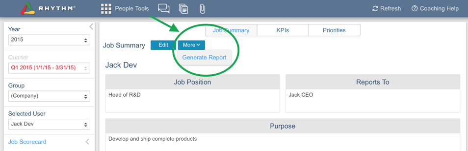 Generate reports on how your employees are doing in the Rhythm people software tool Generate reports on how your employees are doing in the Rhythm people software tool